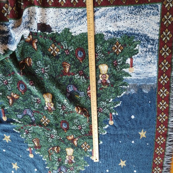 Vintage American Weavers Christmas Tree Throw Blanket USA - Picture 3 of 6